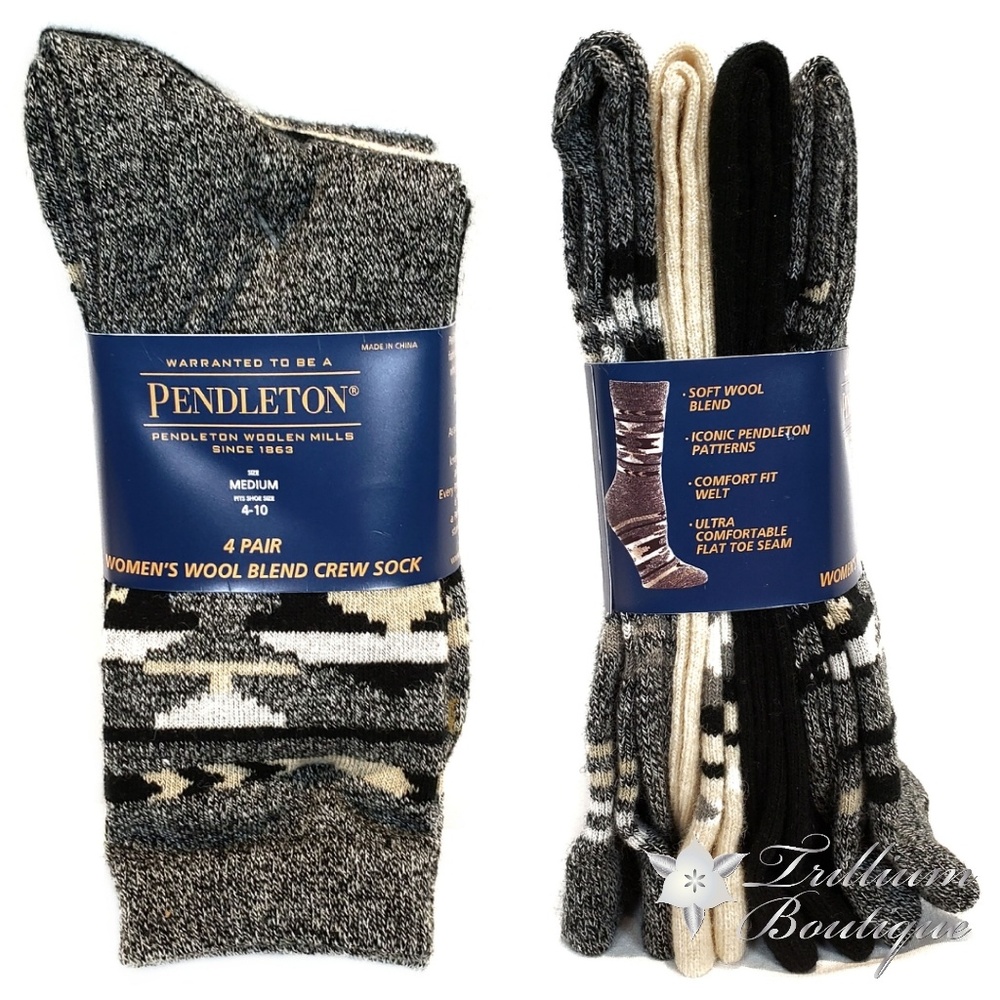 Pendleton Womens Wool Blend Crew Socks 4 Pairs NWT - Picture 1 of 8
